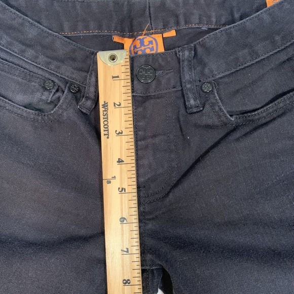 TORY BURCH Super Skinny Jeans Womens 27 Black Denim Cotton Stretch Low Rise - Picture 6 of 10